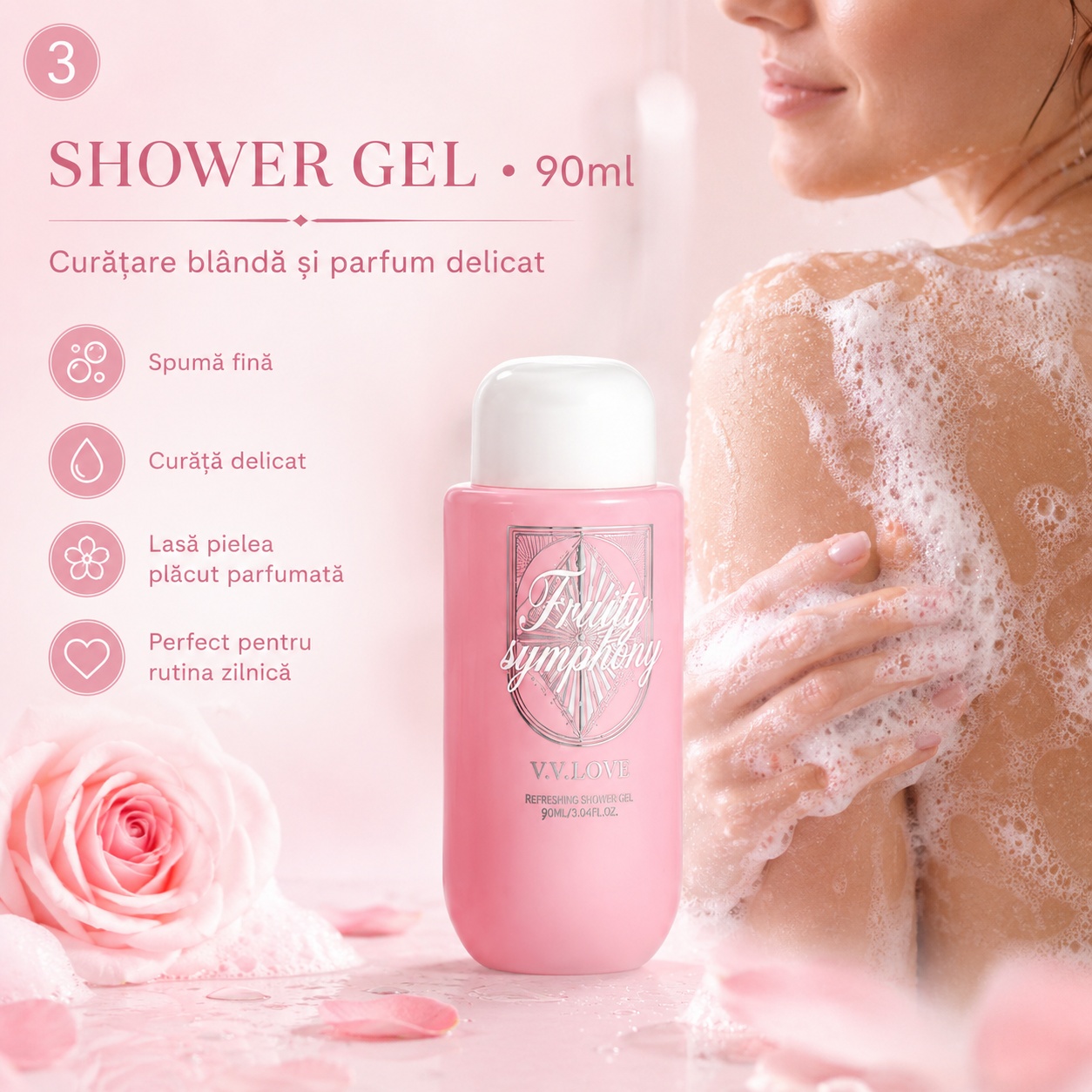 Shower Gel V.V. Love Family Symphony 90 ml curățare delicată și parfumare plăcută