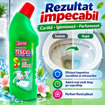 Detartrant WC 3in 1 Ultra Power Clor Gel Floral – 750 ml - Img 3