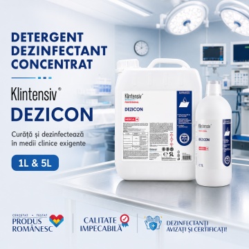 Detergent dezinfectant concentrat Klintensiv Dezicon, soluție 2%, pentru suprafețe, pavimente și instrumentar, bactericid, virucid, fungicid, micobactericid și sporicid, 1 L, 4x Stickere - Img 2
