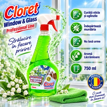 Detergent geamuri Cloret Window & Glass – Lacramioara, 750 ml - Img 3