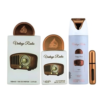 Lattafa Set cadou Vintage Radio – Parfum + + Deodorant – 100 ml + 20 ml, unisex - Img 6