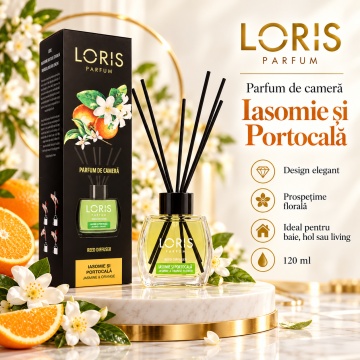 Loris Parfum Iasomie & Portocală 120 ml – Odorizant de Cameră cu Bețișoare Parfumate - Img 6