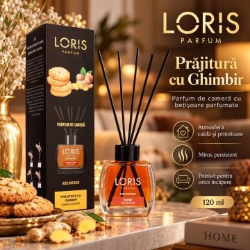Loris Parfum Prăjitură cu Ghimbir 120 ml – Odorizant de Cameră cu Bețișoare Parfumate - Img 6