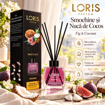 Loris Parfum Smochine & Nucă de Cocos 120 ml – Odorizant de Cameră cu Bețișoare Parfumate - Img 5