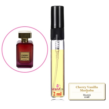Mostra fiola din Cherry Vanilla Marhaba, decant sticla cu pulverizator
