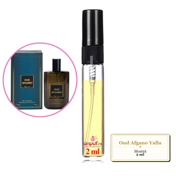 Mostra fiola din Oud Afgano Yalla, decant sticla cu pulverizator