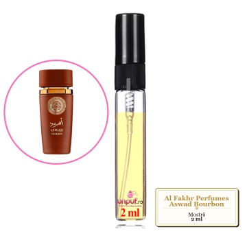 Mostra fiola din Parfumul Al Fakhr Perfumes Aswad Bourbon, decant sticla cu pulverizator