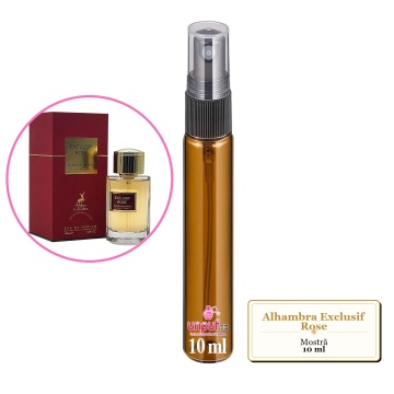 Mostra fiola din Parfumul Alhambra Exclusif Rose, decant sticla cu pulverizator