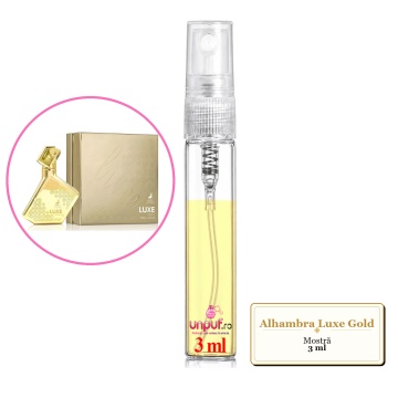 Mostra fiola din Parfumul Alhambra Luxe Gold, decant sticla cu pulverizator - Img 3