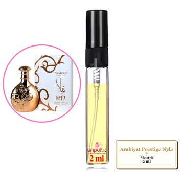 Mostra fiola din Parfumul Arabiyat Prestige Nyla, decant sticla cu pulverizator