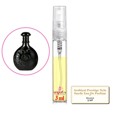Mostra fiola din Parfumul Arabiyat Prestige Nyla Suede Eau De Parfum, decant sticla cu pulverizator