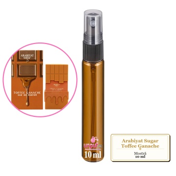 Mostra fiola din Parfumul Arabiyat Sugar Toffee Ganache, decant sticla cu pulverizator