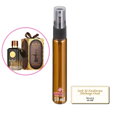 Mostra fiola din Parfumul Ard Al Zaafaran Dirham Oud, decant sticla cu pulverizator - Img 3