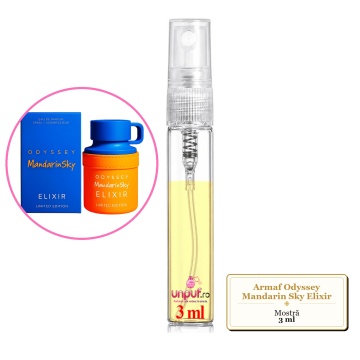 Mostra fiola din Parfumul Armaf Odyssey Mandarin Sky Elixir, decant sticla cu pulverizator - Img 3