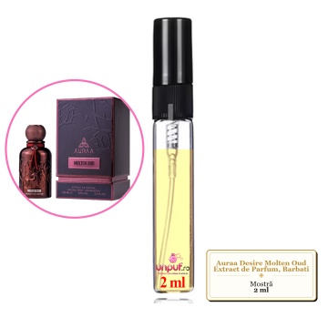 Mostra fiola din Parfumul Auraa Desire Molten Oud Extract de Parfum, Barbati, decant sticla cu pulverizator - Img 4