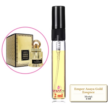 Mostra fiola din Parfumul Emper Asaya Gold Essence, decant sticla cu pulverizator