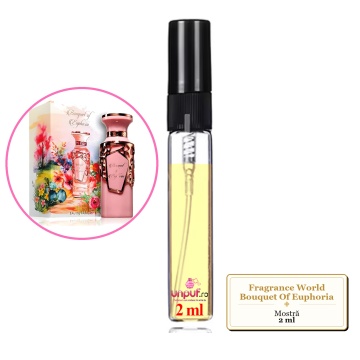 Mostra fiola din Parfumul Fragrance World Bouquet Of Euphoria, decant sticla cu pulverizator