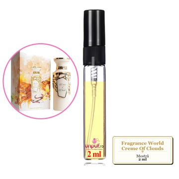 Mostra fiola din Parfumul Fragrance World Creme Of Clouds, decant sticla cu pulverizator