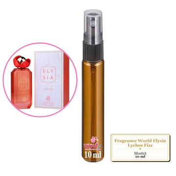 Mostra fiola din Parfumul Fragrance World Elysia Lychee Fizz, decant sticla cu pulverizator