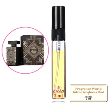 Mostra fiola din Parfumul Fragrance World Intro Greatness Oud, decant sticla cu pulverizator - Img 2