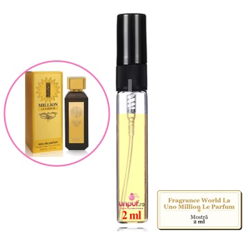 Mostra fiola din Parfumul Fragrance World La Uno Million Le Parfum, decant sticla cu pulverizator