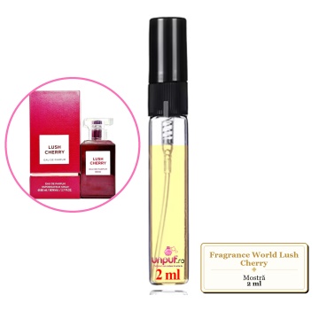 Mostra fiola din Parfumul Fragrance World Lush Cherry, decant sticla cu pulverizator - Img 2