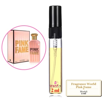 Mostra fiola din Parfumul Fragrance World Pink Fame, decant sticla cu pulverizator - Img 2