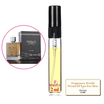 Mostra fiola din Parfumul Fragrance World Proud Of You For Men, decant sticla cu pulverizator - Img 1