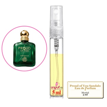 Mostra fiola din Parfumul Fragrance World Proud Of You Sandalo Eau De Parfum, decant sticla cu pulverizator