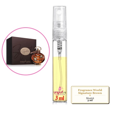 Mostra fiola din Parfumul Fragrance World Signature Brown, decant sticla cu pulverizator - Img 2