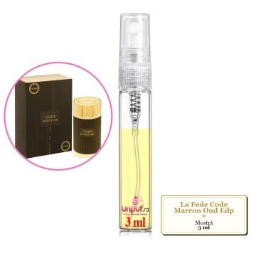 Mostra fiola din Parfumul La Fede Code Marron Oud Edp, decant sticla cu pulverizator - Img 3