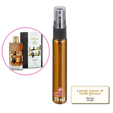 Mostra fiola din Parfumul Lattafa Ameer Al Oudh Intense, decant sticla cu pulverizator