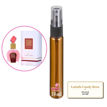 Mostra fiola din Parfumul Lattafa Candy Rose, decant sticla cu pulverizator