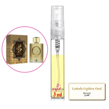 Mostra fiola din Parfumul Lattafa Golden Oud, decant sticla cu pulverizator - Img 3