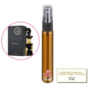 Mostra fiola din Parfumul Lattafa His Confession – Parfum Arabesc Persistent, decant sticla cu pulverizator