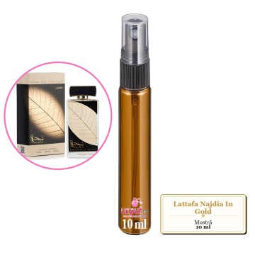 Mostra fiola din Parfumul Lattafa Najdia In Gold, decant sticla cu pulverizator