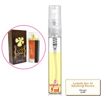Mostra fiola din Parfumul Lattafa Ser Al Khulood Brown, decant sticla cu pulverizator - Img 4