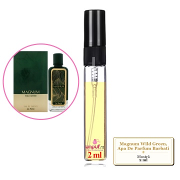 Mostra fiola din Parfumul Magnum Wild Green, Apa De Parfum Barbati, decant sticla cu pulverizator