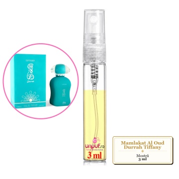 Mostra fiola din Parfumul Mamlakat Al Oud Durrah Tiffany, decant sticla cu pulverizator - Img 3