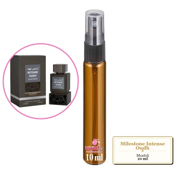 Mostra fiola din Parfumul Milestone Intense Oudh, decant sticla cu pulverizator