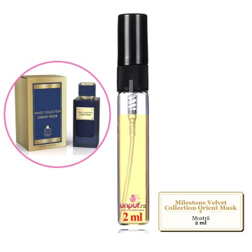 Mostra fiola din Parfumul Milestone Velvet Collection Orient Musk, decant sticla cu pulverizator