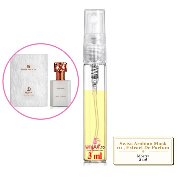 Mostra fiola din Parfumul Swiss Arabian Musk 01, Extract De Parfum, decant sticla cu pulverizator - Img 3