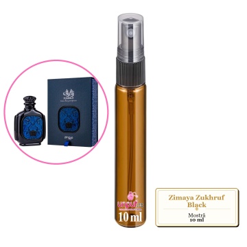 Mostra fiola din Parfumul Zimaya Zukhruf Black, decant sticla cu pulverizator
