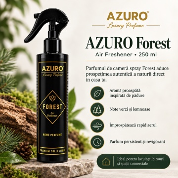 Odorizant Cameră Azuro Forest Air Freshener, Parfum Ambiental Fresh, Aromă Inspirată de Natură, 250 ml