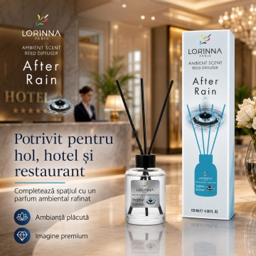 Odorizant de camera cu betisoare Lorinna Paris Ambient Scent Reed Diffuser, After Rain, aroma fresh si revigoranta, pentru living, dormitor, baie si hol, 120 ml - Img 4