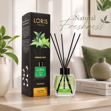Odorizant de Cameră cu Bețișoare Parfumate Loris Ceai Verde, 120 ml, Esență Green Tea, Miros Fresh și Persistent - Img 4