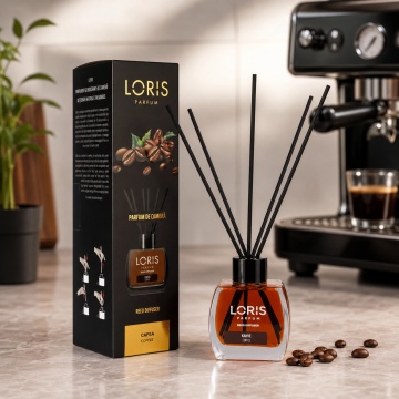 Odorizant de Cameră cu Bețișoare Parfumate Loris Parfum Cafea, 120 ml, Esență Coffee, Miros Cald și Persistent - Img 6