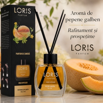 Odorizant de Cameră cu Bețișoare Parfumate Loris Parfum Pepene Galben, 120 ml, Esență Fructată, Miros Plăcut și Persistent - Img 3