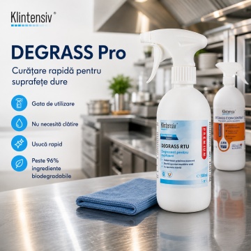 Pachet complet bucatarie Klintensiv Professional, PRO DISH manual si automat, KLINDRY, DEGRASS concentrat si DEGRASS Pro, 5 produse, 4.5 L, 4x Stickere - Img 5