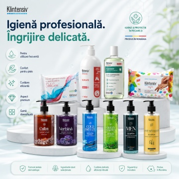 Pachet complet ingrijire barbati Klintensiv, sapunuri Cafea, Verbina si KlinSafe 500 ml, geluri Cold Breeze si Green Garden 400 ml, sampoane cu Zinc PCA si Anti-Matreata 400 ml, KLINDENT 500 ml si servetele, 10 produse, 4x Stickere - Img 5